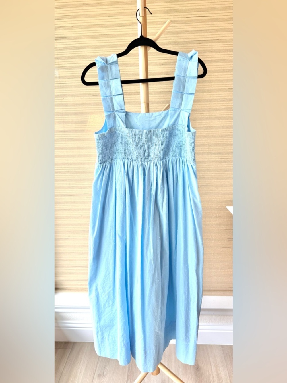 Lake Lolly Dress in Morning Blue Swiss Dot M Midi EUC Feminine Ruffles Pockets - Picture 5 of 12